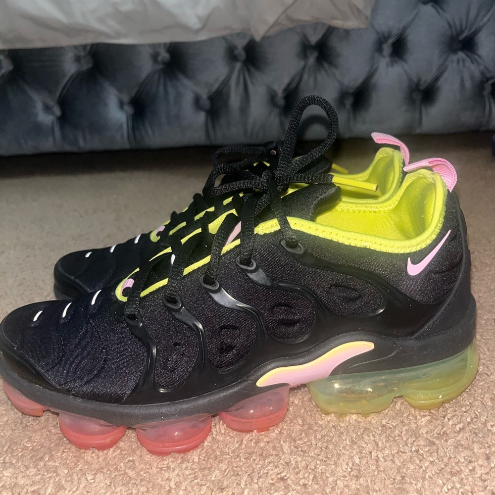 Black and Neon Nike Air VaporMax Plus Sneakers